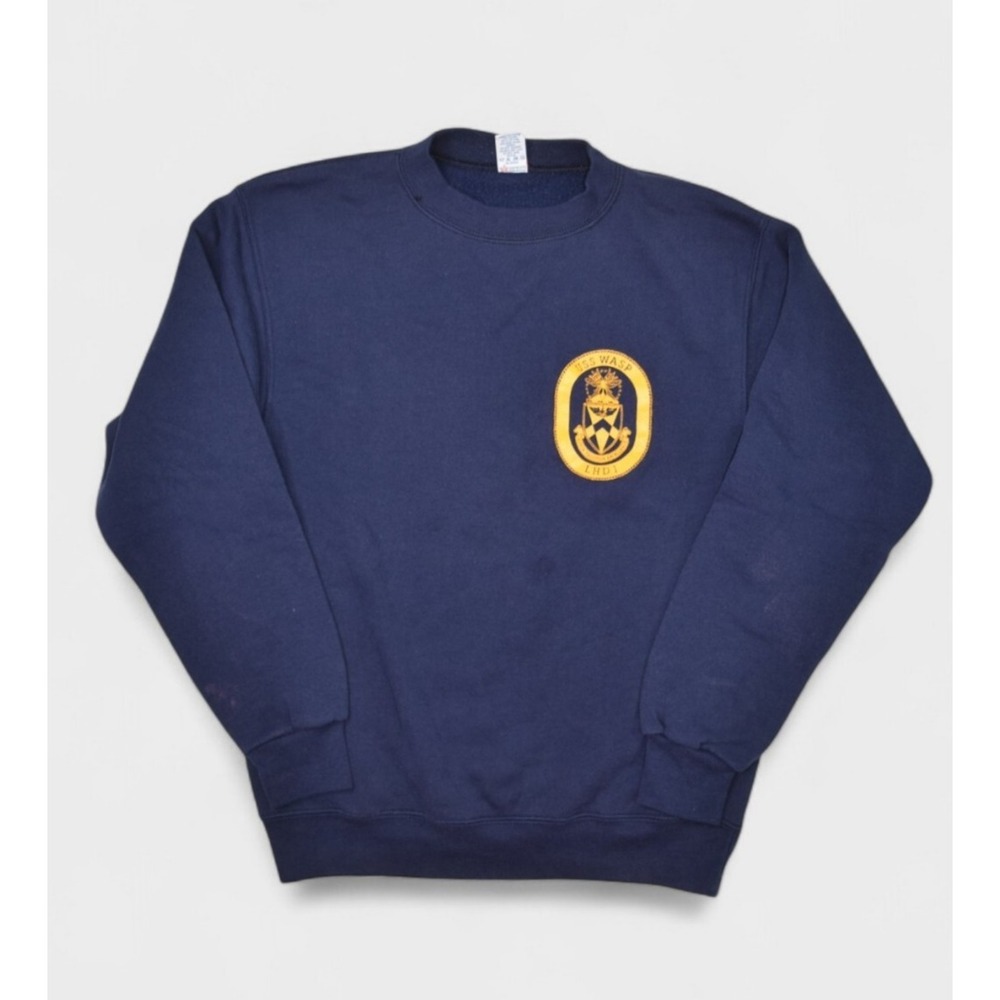 Vintage US Navy Sweatshirt Mens M Soffe USS Wasp Military Crewneck USA Made